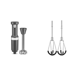 kitchenaid cordless variable speed hand blender - khbbv53 & khmfeb2 flex edge beater accessory for hand mixer, one size, stainless steel