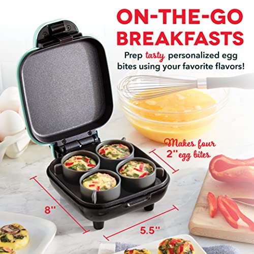 DASH Mini Maker Waffle Maker + Griddle, 2-Pack Griddle + Waffle Iron - Aqua & Deluxe Sous Vide Style Egg Bite Maker with Silicone Molds, Keto & Paleo Friendly, (1 large, 4 mini) - Aqua