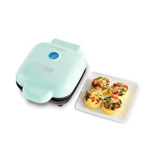 DASH Mini Maker Waffle Maker + Griddle, 2-Pack Griddle + Waffle Iron - Aqua & Deluxe Sous Vide Style Egg Bite Maker with Silicone Molds, Keto & Paleo Friendly, (1 large, 4 mini) - Aqua