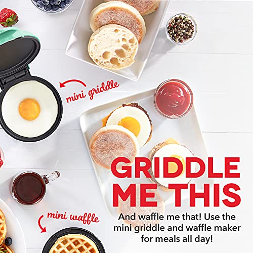 DASH Mini Maker Waffle Maker + Griddle, 2-Pack Griddle + Waffle Iron - Aqua & Deluxe Sous Vide Style Egg Bite Maker with Silicone Molds, Keto & Paleo Friendly, (1 large, 4 mini) - Aqua
