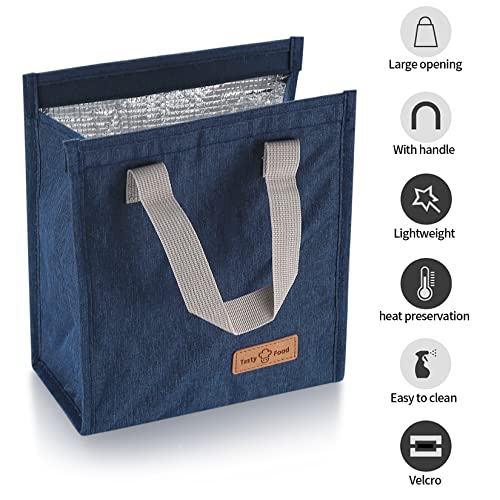 HexinYigjly Lunch Bag Insulated, Lunch Box Bag, Reusable Lunch Tote Bag, Lunch Box Container Bag Insulated for Women, Men, Work, Office, Travel - Blue