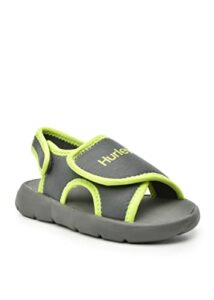 hurley maddy kids' sandals - lightweight and breathable open-toe shoes for boys and girls, perfect for beach, pool, and outdoor adventures, with non-slip sole and adjustable straps for comfortable and secure fit (grey/neon, us_footwear_size_system, toddle