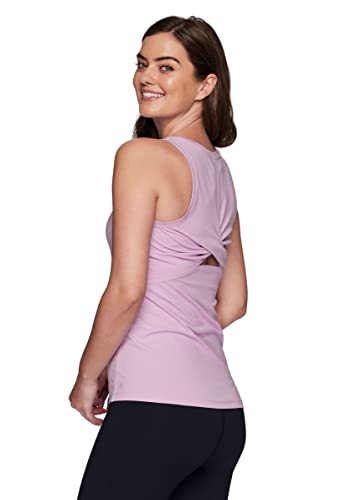 RBX Active Women's Tank Top Body Skimming Athletic Fit Tee for Running, Yoga, Casual Wear Breathable Sleeveless Workout Top Super Soft Ventilated Back Keyhole Airy Tank Knot Light Purple S