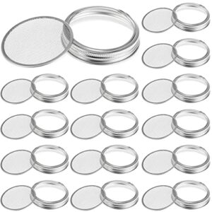 thenshop 16 pack sprouting lids for 86 mm regular mouth mason jars, 304 stainless steel sprouting jar strainer screen lids, canning jars suit for grow bean sprouts, alfalfa, salad sprouts