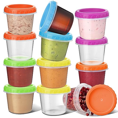 Tafura Small Lunch Containers [12 Pack] 4 Oz. Small Containers with Lids | Snack Containers for Lids | Condiment Containers for Puree, Snacks, and More | Reusable, BPA Free