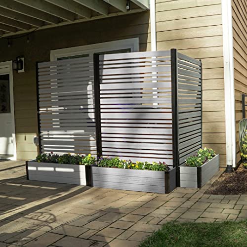 Enclo Privacy Screens EC18025 6ft H x 4ft W x 1ft L 6ft H x 4ft W x 1ft L Florence WoodTek Vinyl Outdoor Freestanding Privacy Fence Screen Panel and Planter Box Kit (1 Screen), Ash