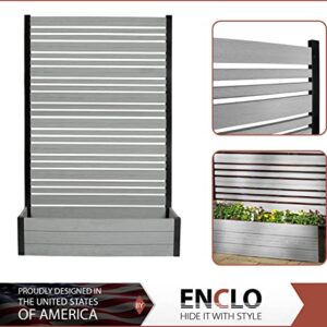 Enclo Privacy Screens EC18025 6ft H x 4ft W x 1ft L 6ft H x 4ft W x 1ft L Florence WoodTek Vinyl Outdoor Freestanding Privacy Fence Screen Panel and Planter Box Kit (1 Screen), Ash