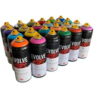 evolve elite 24 pack, low pressure - assorted colors - 12 oz spray paint cans