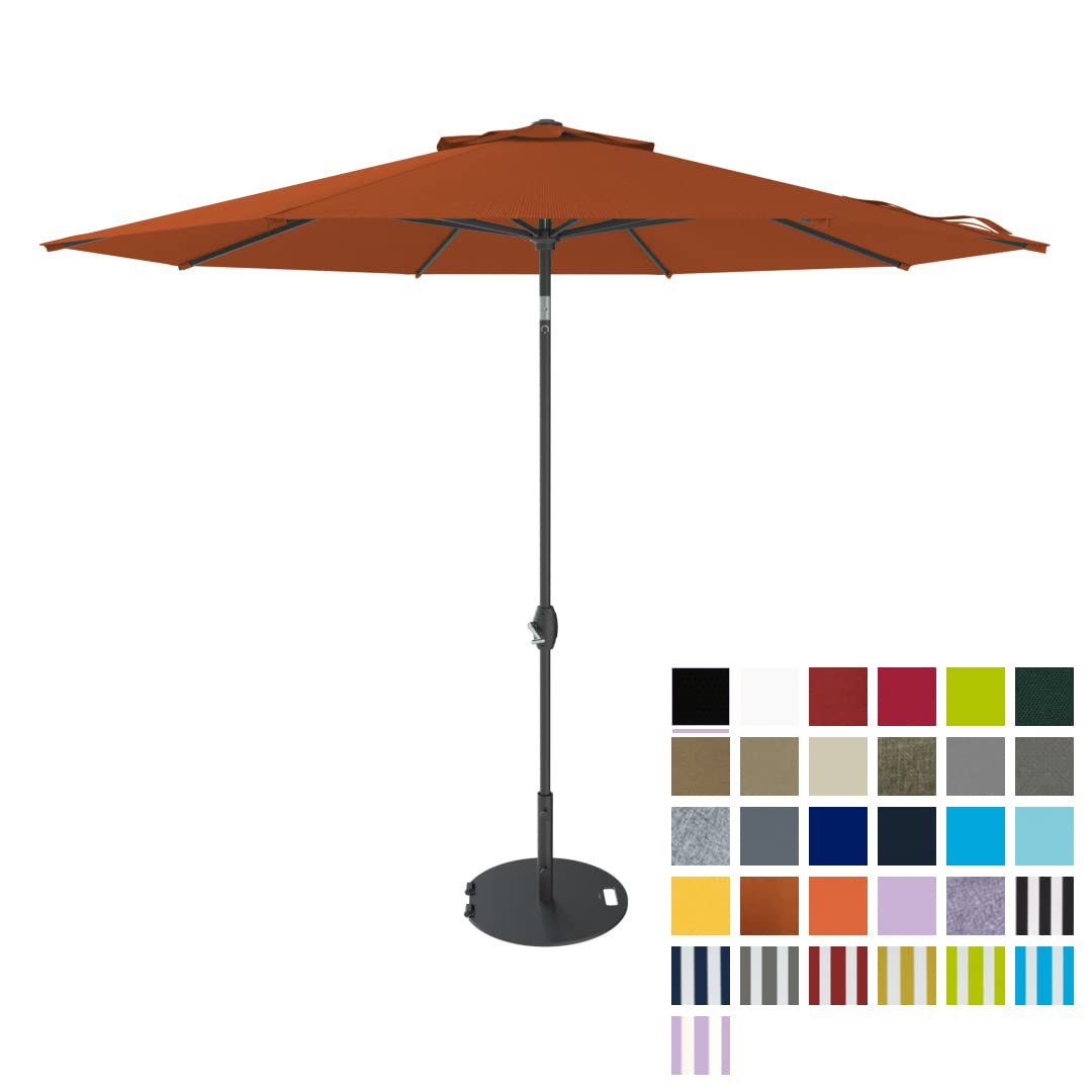 Midtown Umbrellas The Lean 9 Feet Outdoor Umbrella With Terylast Terracotta (Dark Orange) Polyester Fabric - Auto-Tilt Aluminum Frame Patio Umbrella For Deck, Garden, Pool - Black Pole