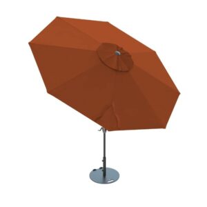 Midtown Umbrellas The Lean 9 Feet Outdoor Umbrella With Terylast Terracotta (Dark Orange) Polyester Fabric - Auto-Tilt Aluminum Frame Patio Umbrella For Deck, Garden, Pool - Black Pole