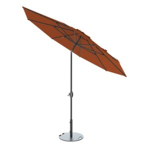 Midtown Umbrellas The Lean 9 Feet Outdoor Umbrella With Terylast Terracotta (Dark Orange) Polyester Fabric - Auto-Tilt Aluminum Frame Patio Umbrella For Deck, Garden, Pool - Black Pole