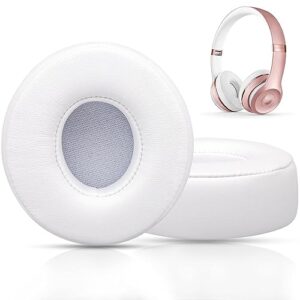 replacement ear pads for beats solo 3, ear cushions for beats solo 2 & solo 3 wireless/wired headphones, not fit beats studio on-ear headphone with stronger 3m adhesive, thicker memory foam(white)