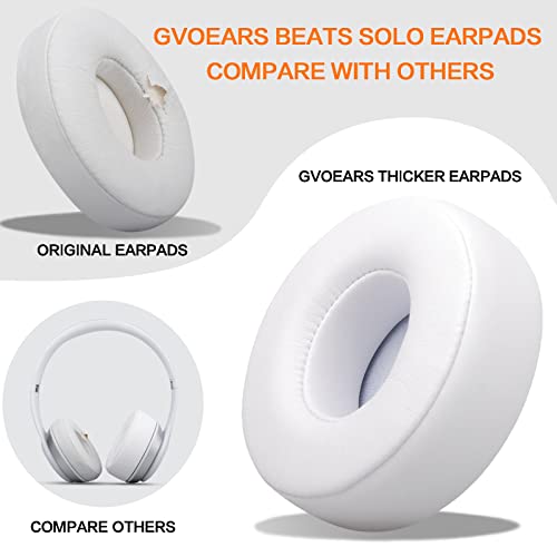 Replacement Ear Pads for Beats Solo 3, Ear Cushions for Beats Solo 2 & Solo 3 Wireless/Wired Headphones, Not Fit Beats Studio On-Ear Headphone with Stronger 3M Adhesive, Thicker Memory Foam(White)