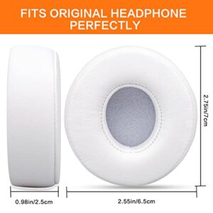 Replacement Ear Pads for Beats Solo 3, Ear Cushions for Beats Solo 2 & Solo 3 Wireless/Wired Headphones, Not Fit Beats Studio On-Ear Headphone with Stronger 3M Adhesive, Thicker Memory Foam(White)