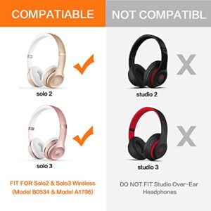 Replacement Ear Pads for Beats Solo 3, Ear Cushions for Beats Solo 2 & Solo 3 Wireless/Wired Headphones, Not Fit Beats Studio On-Ear Headphone with Stronger 3M Adhesive, Thicker Memory Foam(White)