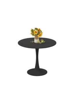 sinovoy white round dining table modern style 31.5" with pedestal base in tulip design, mid-century leisure table for kitchen dining room & living room (black)