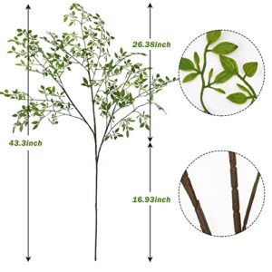 CEWOR Faux Branches Artificial Plants 2PCS 43.3 Inch Green Nandina Faux Plants for Wedding Shop Garden Office Home Décor Greenery Stems for Vase