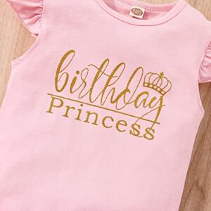 vivifayee Toddler Kids Baby Girls Birthday Princess Outfits Vest Sleeveless T Shirt Polka Dots Tutu Skirt Set with Crown 3Pcs Summer Dress