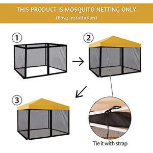 WenHaus Patio Mosquito Net for 10'x10' Gazebo Pop Up Canopy Tent Mesh Netting Screen Sidewall with Zipper for Outdoor Camping (Mosquito Netting Only, Black)