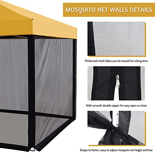 WenHaus Patio Mosquito Net for 10'x10' Gazebo Pop Up Canopy Tent Mesh Netting Screen Sidewall with Zipper for Outdoor Camping (Mosquito Netting Only, Black)