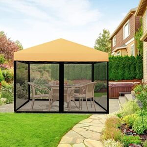WenHaus Patio Mosquito Net for 10'x10' Gazebo Pop Up Canopy Tent Mesh Netting Screen Sidewall with Zipper for Outdoor Camping (Mosquito Netting Only, Black)