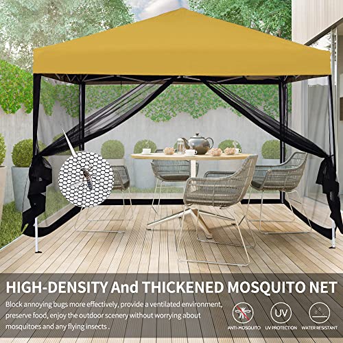 WenHaus Patio Mosquito Net for 10'x10' Gazebo Pop Up Canopy Tent Mesh Netting Screen Sidewall with Zipper for Outdoor Camping (Mosquito Netting Only, Black)