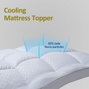 TopTopper Mattress Topper California King, Cooling Mattress Pad Cover for Hot Sleepers, Extra Thick 5D Snow Down Alternative Overfilled Plush Pillow Top with 8-21 Inch Deep Pocket - 72"x84" White