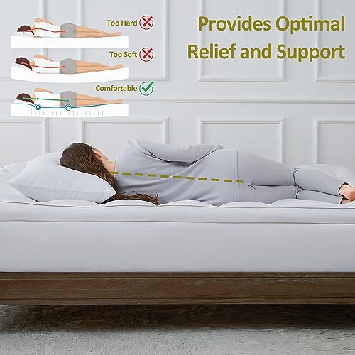 TopTopper Mattress Topper California King, Cooling Mattress Pad Cover for Hot Sleepers, Extra Thick 5D Snow Down Alternative Overfilled Plush Pillow Top with 8-21 Inch Deep Pocket - 72"x84" White