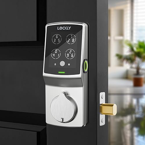 Lockly Secure Plus, Keyless Entry Door Lock, Smart Locks for Front Door, Smart Lock Deadbolt, PIN Genie® Keypad, 3D Biometric Fingerprint Sensor, Auto Lock Smart Door Lock (Satin Nickel)