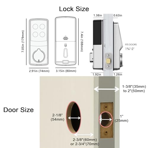 Lockly Secure Plus, Keyless Entry Door Lock, Smart Locks for Front Door, Smart Lock Deadbolt, PIN Genie® Keypad, 3D Biometric Fingerprint Sensor, Auto Lock Smart Door Lock (Satin Nickel)