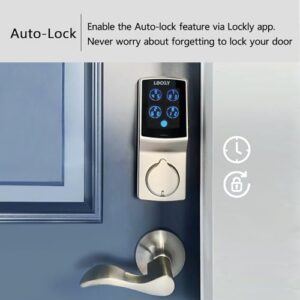 Lockly Secure Plus, Keyless Entry Door Lock, Smart Locks for Front Door, Smart Lock Deadbolt, PIN Genie® Keypad, 3D Biometric Fingerprint Sensor, Auto Lock Smart Door Lock (Satin Nickel)