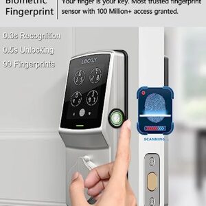 Lockly Secure Plus, Keyless Entry Door Lock, Smart Locks for Front Door, Smart Lock Deadbolt, PIN Genie® Keypad, 3D Biometric Fingerprint Sensor, Auto Lock Smart Door Lock (Satin Nickel)