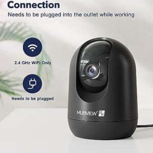 MUBVIEW Cameras for Home Security, Indoor Security Camera, 2.4G WiFi Wired Camera Ideal for Dog/Elder/Baby, Motion Tracking, Two-Way Audio, Pan Tilt, 24/7, 2K Night Vision PK320B-D