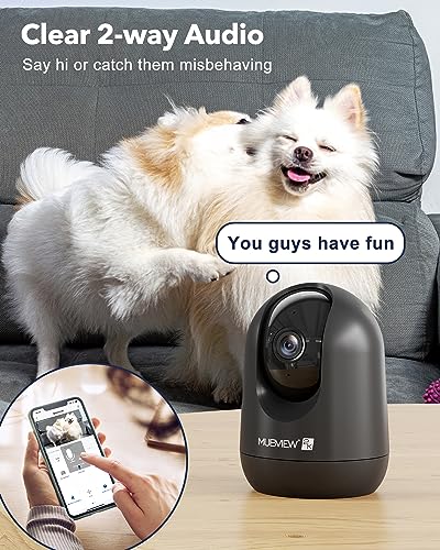 MUBVIEW Cameras for Home Security, Indoor Security Camera, 2.4G WiFi Wired Camera Ideal for Dog/Elder/Baby, Motion Tracking, Two-Way Audio, Pan Tilt, 24/7, 2K Night Vision PK320B-D