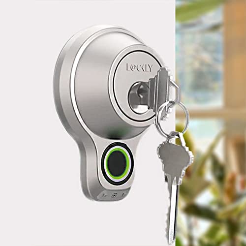 Lockly Flex Touch, Bluetooth Smart Door Lock, Keyless Entry Door Lock, 3D Biometric Fingerprint Deadbolt, Auto Lock, Monitoring Alert (Satin Nickel)