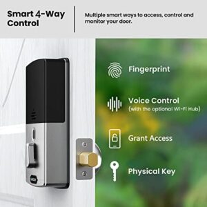 Lockly Flex Touch, Bluetooth Smart Door Lock, Keyless Entry Door Lock, 3D Biometric Fingerprint Deadbolt, Auto Lock, Monitoring Alert (Satin Nickel)