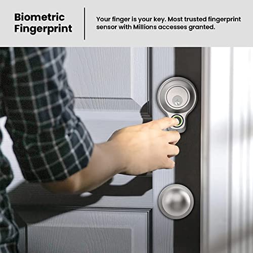 Lockly Flex Touch, Bluetooth Smart Door Lock, Keyless Entry Door Lock, 3D Biometric Fingerprint Deadbolt, Auto Lock, Monitoring Alert (Satin Nickel)