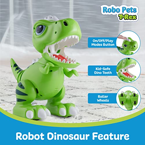 Power Your Fun Intellisaur Remote Control Dinosaur Robot for Kids and Robo Pets T-Rex Dinosaur Toy for Boys and Girls -Interactive Electronic Pets for Boys and Girls with Touch Sensors, LED Light Eyes