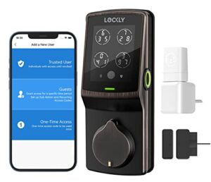 lockly secure pro deadbolt, wi-fi smart lock, keyless entry door lock, smart locks for any doors, pin genie® keypad, 3d biometric fingerprint sensor, auto lock, rekeying capability - venetian bronze