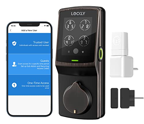 Lockly Secure Pro Deadbolt, Wi-Fi Smart Lock, Keyless Entry Door Lock, Smart Locks for Any Doors, PIN Genie® Keypad, 3D Biometric Fingerprint Sensor, Auto Lock, Rekeying Capability - Venetian Bronze