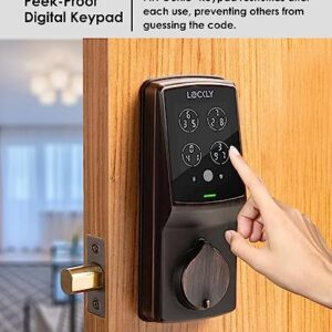 Lockly Secure Pro Deadbolt, Wi-Fi Smart Lock, Keyless Entry Door Lock, Smart Locks for Any Doors, PIN Genie® Keypad, 3D Biometric Fingerprint Sensor, Auto Lock, Rekeying Capability - Venetian Bronze