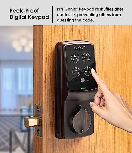 Lockly Secure Pro Deadbolt, Wi-Fi Smart Lock, Keyless Entry Door Lock, Smart Locks for Any Doors, PIN Genie® Keypad, 3D Biometric Fingerprint Sensor, Auto Lock, Rekeying Capability - Venetian Bronze