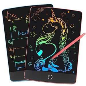 2 pack lcd writing tablet, 8.5 inch electronic drawing pad, colorful toddler doodle board,educational learning gifts for kids age 3 4 5 6 7 8 years old girls boys (blue+pink)