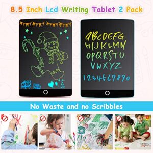 2 Pack LCD Writing Tablet, 8.5 Inch Electronic Drawing Pad, Colorful Toddler Doodle Board,Educational Learning Gifts for Kids Age 3 4 5 6 7 8 Years Old Girls Boys (Blue+Pink)