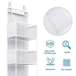 Fixwal 2 Pack 5-Shelf Over The Door Hanging Pantry Organizer, Hanging Storage with Clear Plastic Pockets, Large Capacity Door Organizer for Closet, Bedroom, Nursery, Bathroom and Sundries