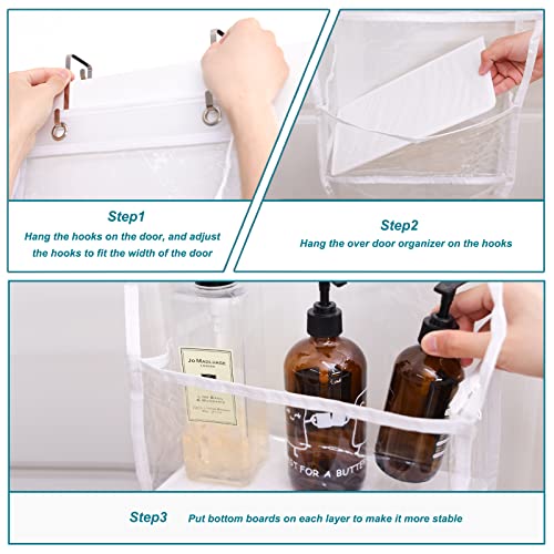 Fixwal 2 Pack 5-Shelf Over The Door Hanging Pantry Organizer, Hanging Storage with Clear Plastic Pockets, Large Capacity Door Organizer for Closet, Bedroom, Nursery, Bathroom and Sundries