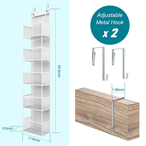 Fixwal 2 Pack 5-Shelf Over The Door Hanging Pantry Organizer, Hanging Storage with Clear Plastic Pockets, Large Capacity Door Organizer for Closet, Bedroom, Nursery, Bathroom and Sundries