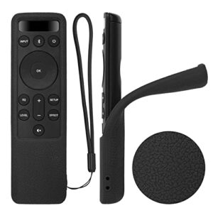1pcs protective silicone remote case for vizio 5.1 2.1 home theater sound bar remote, for d21-h d51-h d512-h d510-h d20 remote control shockproof, washable, skin-friendly, anti-lost with loop (black)