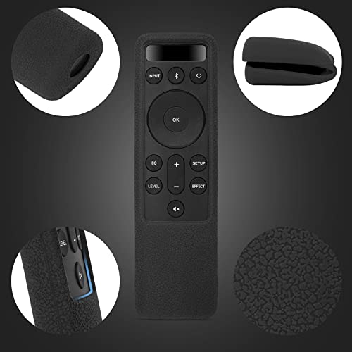 1PCS Protective Silicone Remote Case for Vizio 5.1 2.1 Home Theater Sound Bar Remote, for D21-H D51-H D512-H D510-H D20 Remote Control Shockproof, Washable, Skin-Friendly, Anti-Lost with Loop (Black)