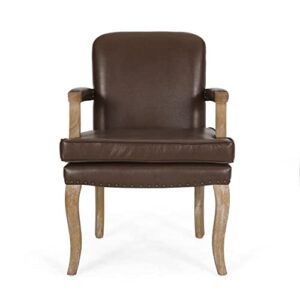 christopher knight home drouin armchair, dark brown + natural brown